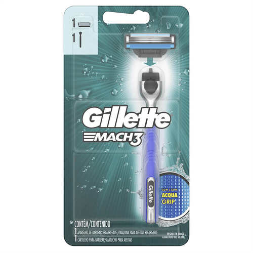 Aparelho de Barbear Gillette Mach3 Acqua Grip com 1 Unidade