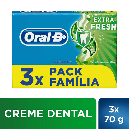 Kit Creme Dental Oral-B Extra Fresh 70g com 3 Unidades Pack Família