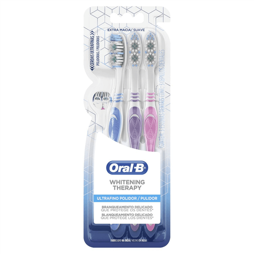 Kit Escova Dental Oral-B Whitening Therapy Ultrafino Polidor com 3 Unidades