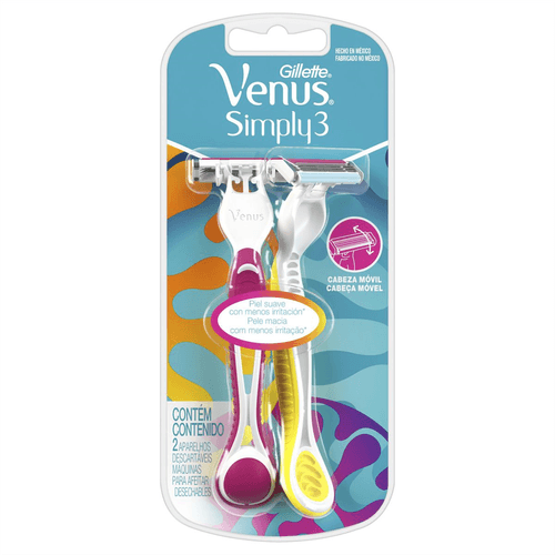 Aparelho de Depilação Gillette Venus3 Simply com 2 unidades
