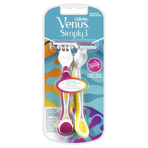 Aparelho de Depilação Gillette Venus3 Simply com 2 unidades