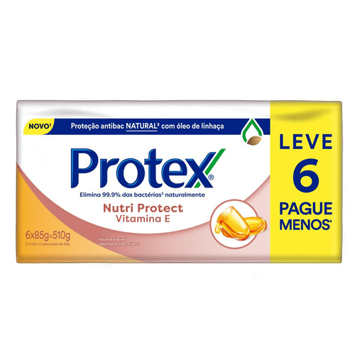 Kit Sabonete Barra Protex Nutri Protect Vitamina E 85g Leve 6 Pague Menos