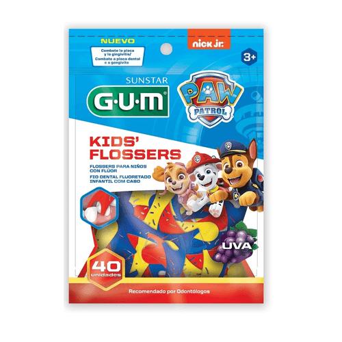 Fio Dental Infantil Gum Patrulha Canina Kids Flosser com 40 Unidades