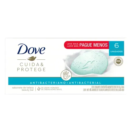 Kit Sabonete Barra Dove Antibacteriano Cuida & Protege Antibacteriano 90g com 6 Unidades