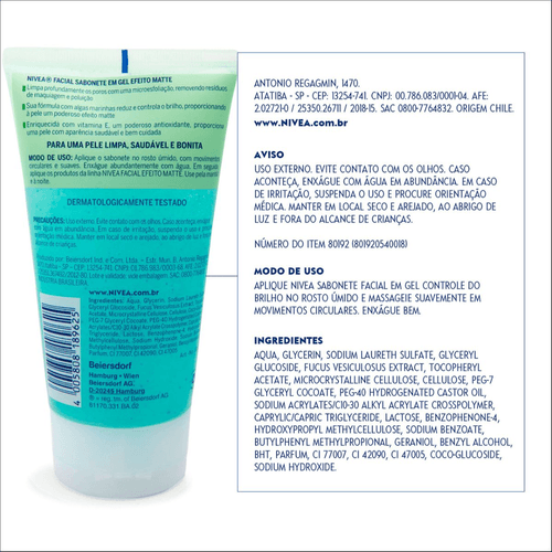 Nivea Sabonete Facial em Gel Purificante Efeito Matte 150g