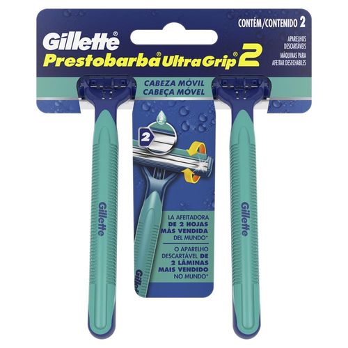 Aparelho de Barbear Gillette Prestobarba Ultragrip Cabeça fixal com 2 Unidades