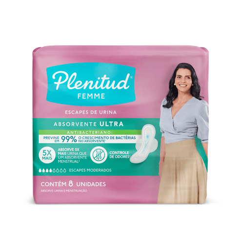Absorvente para Incontinência Plenitud Femme Ultra Com 08 Unidades