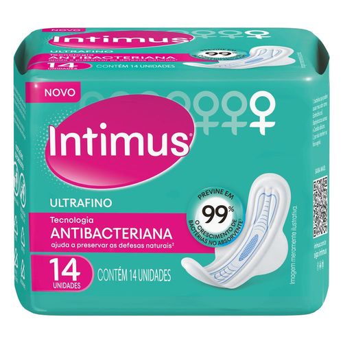 Absorvente Intimus Ultrafino Antibacteriano com Abas com 14 Unidades