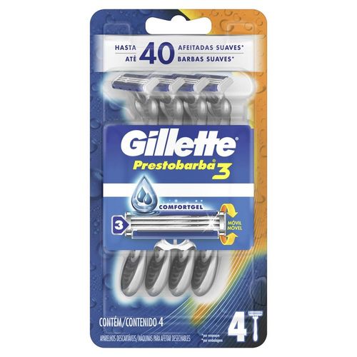 Aparelho de Barbear Gillette Prestobarba3 Regular com 4 Unidades