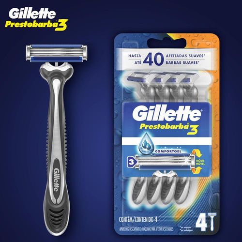 Aparelho de Barbear Gillette Prestobarba3 Regular com 4 Unidades