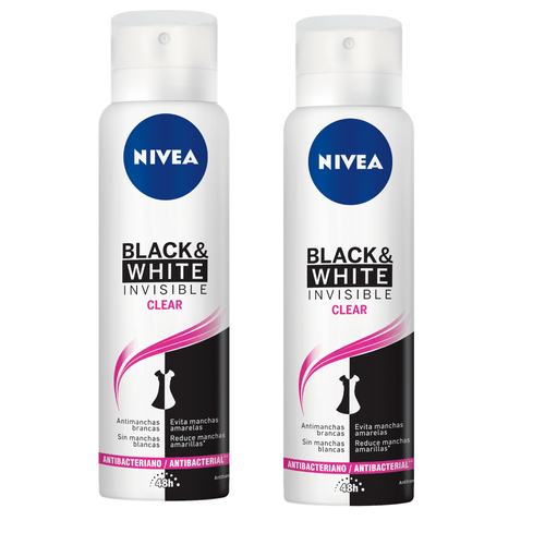 Kit Desodorante Aerosol Nivea Black & White Invisible Clear 150ml com 2 Unidades Leve Mais Pague Menos