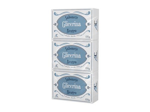 Kit Sabonete Barra Augusto Caldas Glicerina Neutro 90g com 3 Unidades