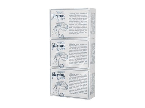 Kit Sabonete Barra Augusto Caldas Glicerina Neutro 90g com 3 Unidades