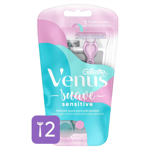 Aparelho de Barbear Gillette Vênus 3 Suave Sensitive com 2 Unidades