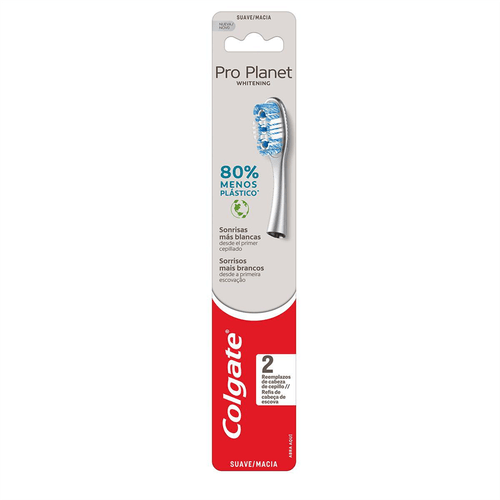 Escova Dental Colgate Refil Pro Planet Whitening Suave/Macia c/2