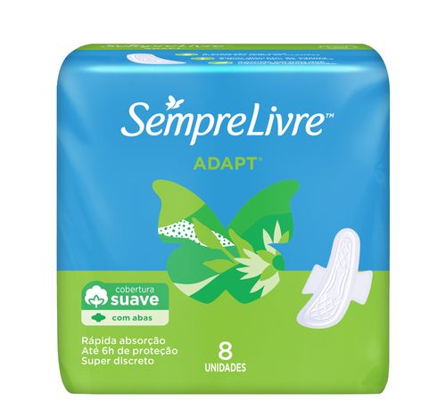 Absorvente Sempre Livre Adapt Suave com Abas com 8 Unidades