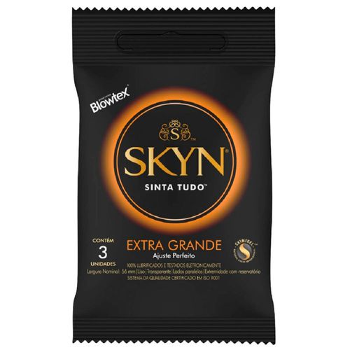 Preservativo Blowtex Skyn Sinta Tudo Extra Grande com 3 Unidades
