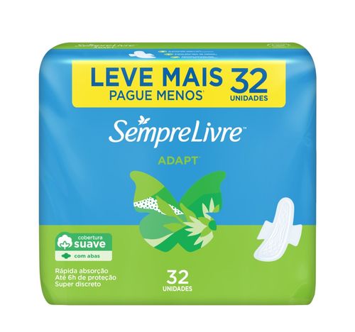 Absorvente Sempre Livre Adapt Suave com Abas com 32 Unidades