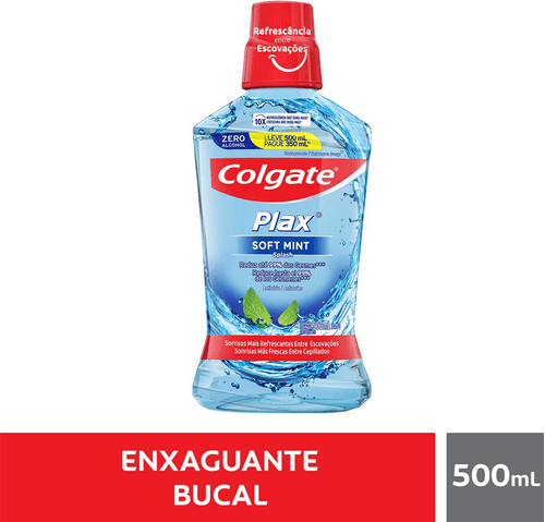 Enxaguante Bucal Colgate Plax Soft Mint 500ml Promo