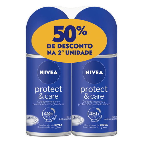 Desodorante Roll on Nivea Protect Care On 50ml com 2 Unidades com 50% de Desconto no Segundo Item
