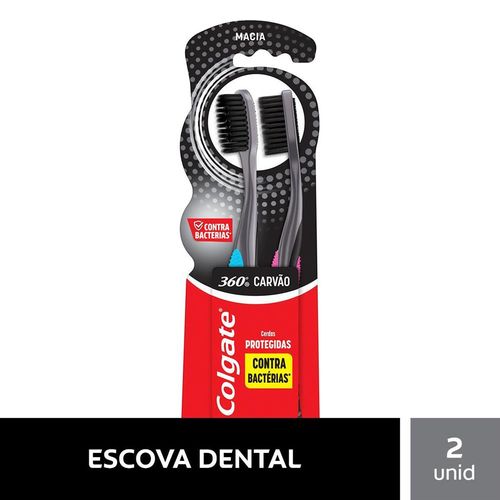 Kit Escova Dental Colgate 360° Black Macia Leve 2 Pague 1 Unidade