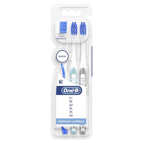 Escova Dental Oral-B Expert Gengiva Limpeza com 3 unidades