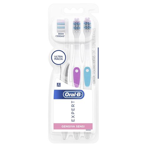 Escova Dental Oral-B Expert Gengiva Sensi com 3 unidades