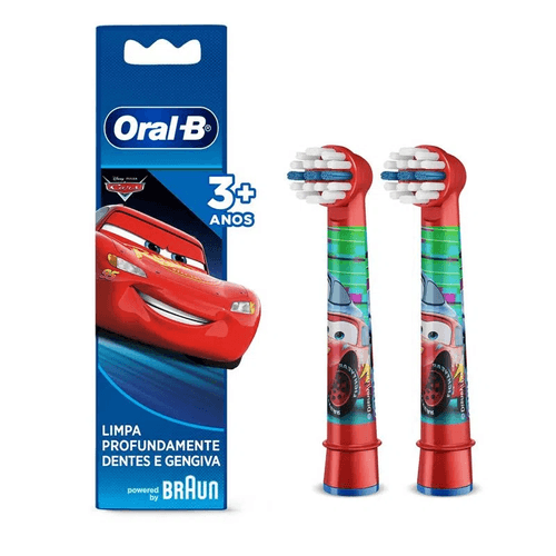 Refil Escova Dental Elétrica Oral-B Carros Kids com 2 Unidades