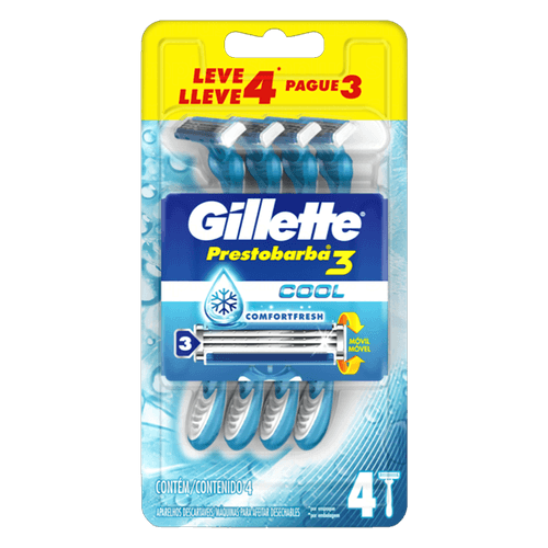 Aparelho Prestobarba Gillette Cool Leve 4 Pague 3 Unidades