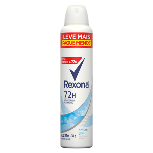 Desodorante Aerosol Rexona Cotton Dry 72h 250ml Leve Mais Pague Menos