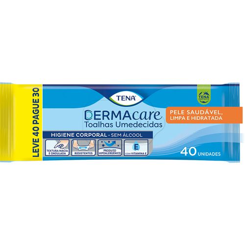 Toalha Umedecida Tena Dermacare Leve 40 Pague 30
