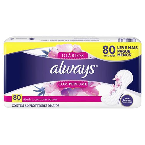 Protetor Diário Always com Perfume com 80 Unidades Leve Mais Pague Menos