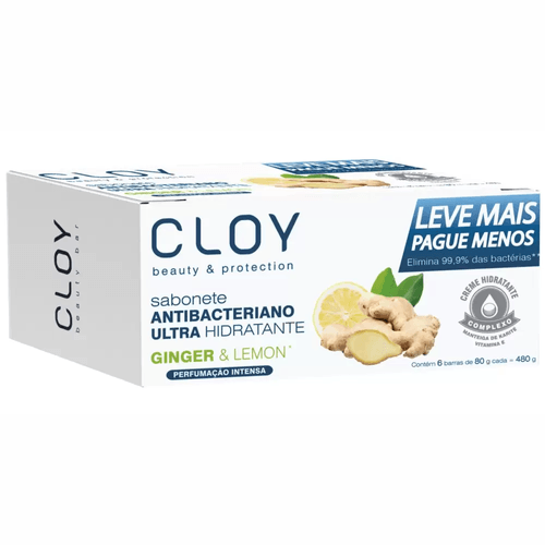 Sabonete em Barra Cloy Beauty Ginger Lemon com 6 Unidades 80g Cada