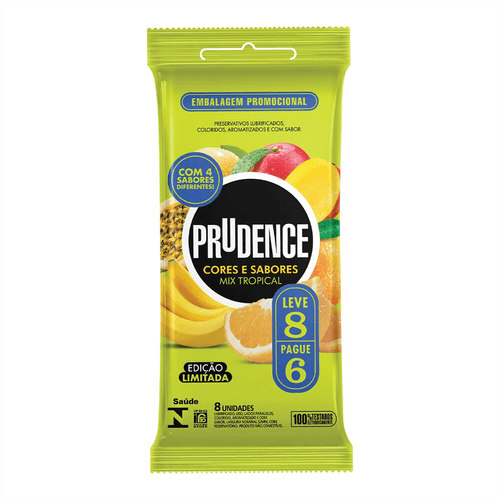 Preservativo Prudence Cores e Sabores Mix Tropical Leve 8 Pague 6