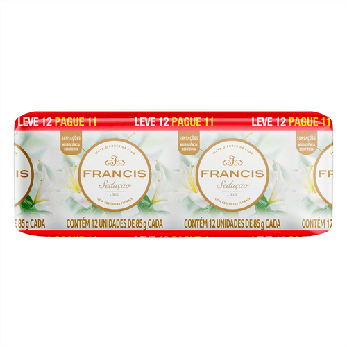 Kit Sabonete Barra Francis Sedução Lírio 85g Leve 12 Pague 11