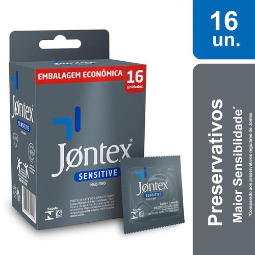 Preservativo Jontex Lubrificado Sensitive com 16 Unidades