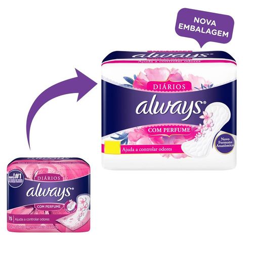 Protetor Diário Always com Perfume com 15 Unidades