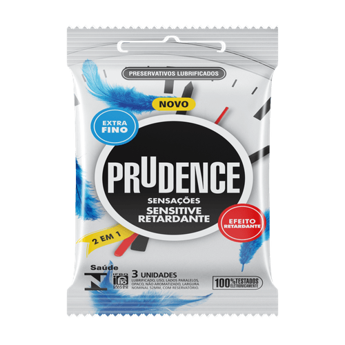 Preservativo Prudence Sensitive Retardante 2 em 1 com 3 Unidades