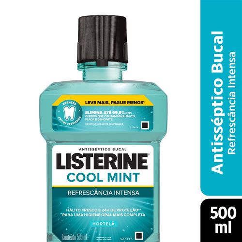 Antisséptico Bucal Listerine Cool Mint Hortelã Leve 500ml Pague 350ml