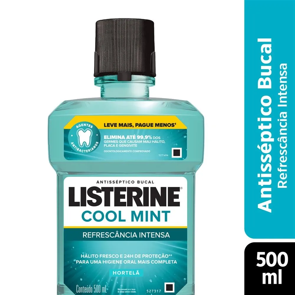 Antisséptico Bucal Listerine Cool Mint Hortelã Leve 500ml Pague 350ml