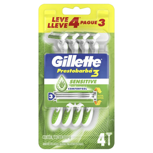 Aparelho de Barbear Gillette Presto3 Fmen sensitive Leve 4 Pague 3