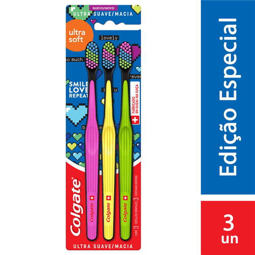 Escova Dental Colgate Ultra Soft com 3 Unidades