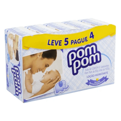 Kit Sabonete em Barra Pom Pom Loção Hidratante L5P4 80g Cada