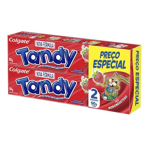 Kit Gel Dental Infantil Tandy Morango C/2 Unidades 50g Cada Preço Especial