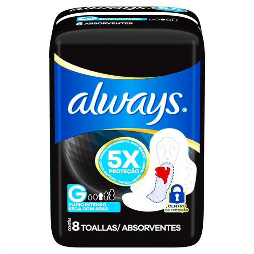 Absorvente Always Noites Tranquilas Seca com Abas G com 8 Unidades