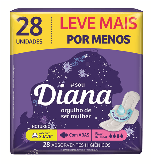 Absorvente Diana Noturno Suave com Abas com 28 unidades