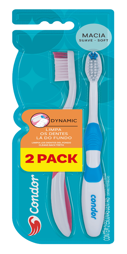 Escova Dental Macia Condor Dynamic Cabeça G 2 Unidades