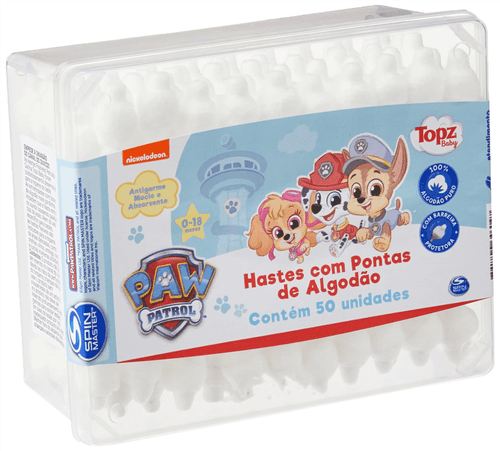 Hastes Flexíveis Topz Baby Patrulha Canina com 50 unidades