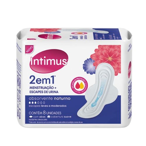 Intimus gel absorvente fem 2 em1 noturno com 8