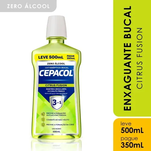 Enxaguante Bucal Cepacol Citrus Fusion Sem Alcool Leve 500ml e Pague 350ml